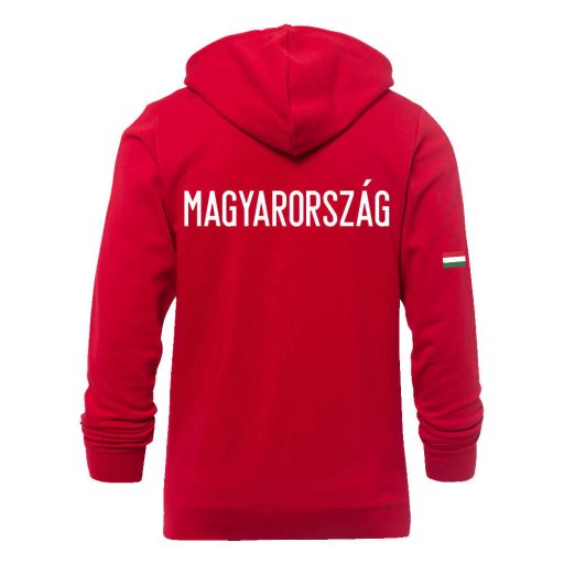Magyarország pulóver felnőtt kapucnis-zippes piros