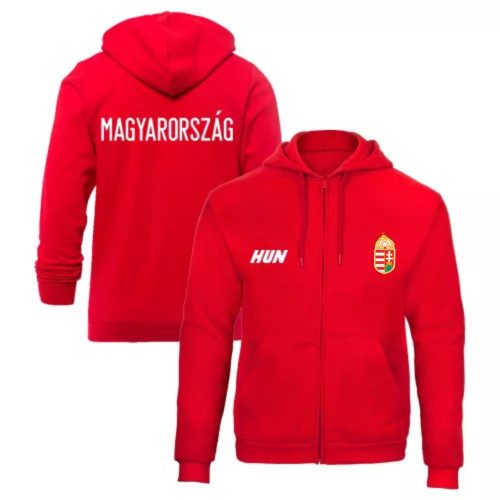 Magyarország pulóver gyerek kapucnis-zippes piros