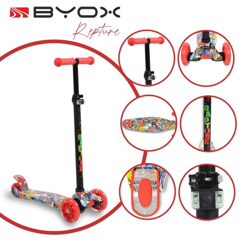 Byox rapture roller elöl dupla kerekes piros