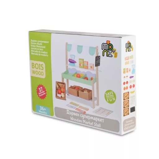 Moni toys fajáték fa szupermarket szett 50x45x21cm