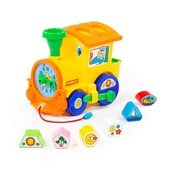 Polesie 3354 kisvonat formabedobós, hálóban piros/sárga