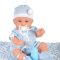MONI Baba 36 cm-es fiú, takaróval, cumisüveggel vkék