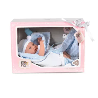 MONI Baba 36 cm-es fiú, takaróval, cumisüveggel vkék
