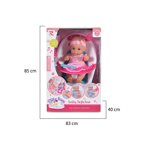 MONI Baba 36 cm-es szett etetőszékkel, tányérral