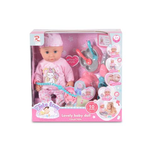 Tutu love baba 36 cmes baba itatható, zenélő szett rózsa