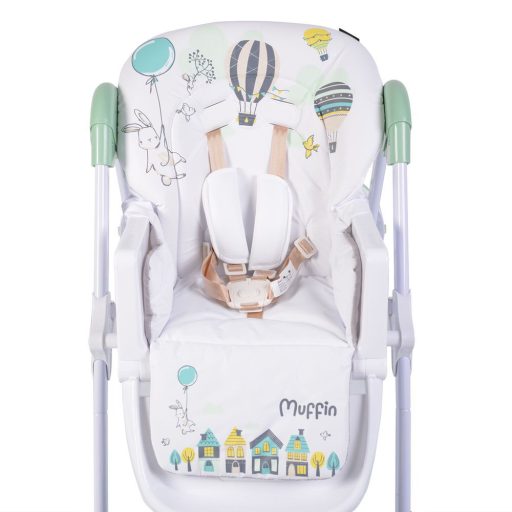 MONI Muffin multifunkciós etetőszék, mintás, 2 kerékkel menta