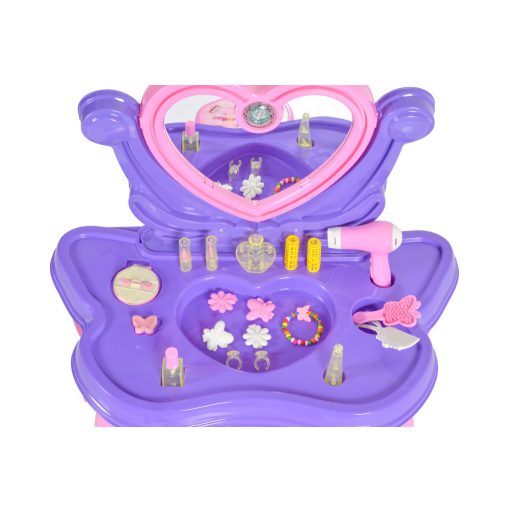 Pilsan smink asztal, szépségszett make up asztal+szék pink/lila