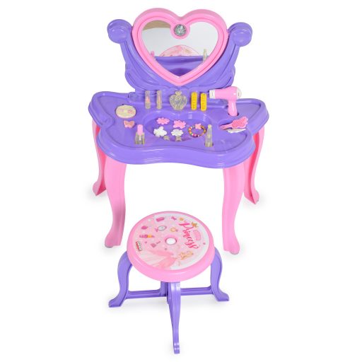 Pilsan smink asztal, szépségszett make up asztal+szék pink/lila