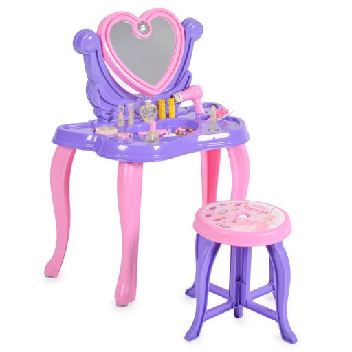 Pilsan smink asztal, szépségszett make up asztal+szék pink/lila