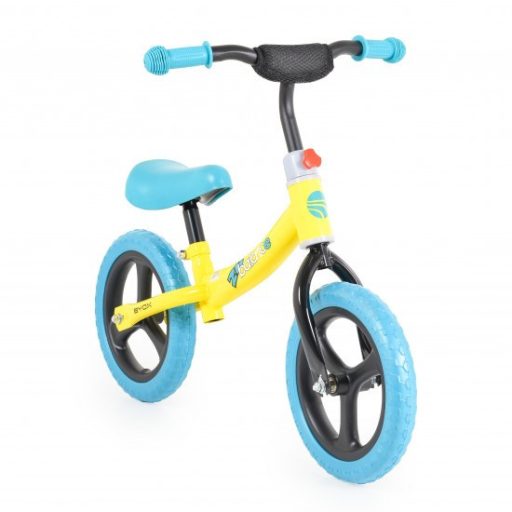 BYOX 2b futóbicikli carbonszálas, 20kgig, emelhető ülés sárga/kék