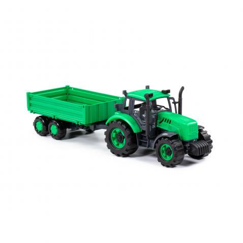 Polesie toys lendkerekes traktor dönthető utánfutóval zöld