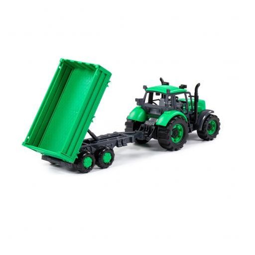 Polesie toys lendkerekes traktor dönthető utánfutóval zöld