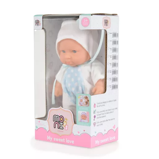Moni toys baba 20 cm 6126 fehér/kék