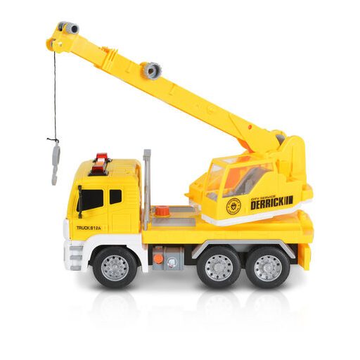 Moni zenélő, világító autó daruval 1:12 sárga