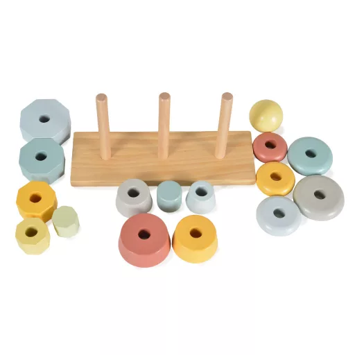 MONI Fajáték toronyépítő 3 dbos szett montessori pasztell