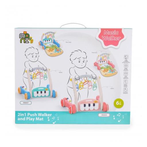 Moni music walker 2in1 járássegítő+játszószőnyeg pink