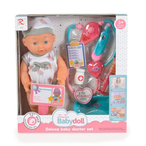 Tutu love baba 31 cmes baba doktor szett, hanggal szürke
