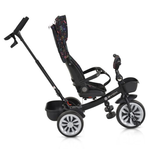 BYOX Space tricikli szülőkaros, 360 fokban forgatható skék/narancs űrhajó minták