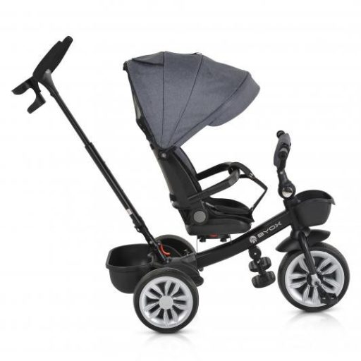 BYOX Space tricikli szülőkaros, 360 fokban forgatható szürke