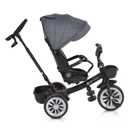 BYOX Space tricikli szülőkaros, 360 fokban forgatható szürke