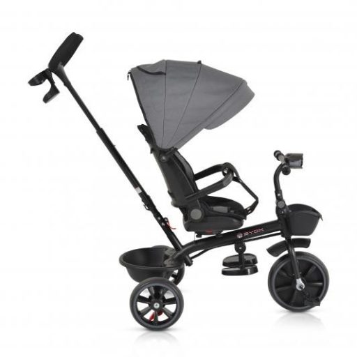 BYOX Summer tricikli szülőkaros, zenél, játék tartókkal szürke