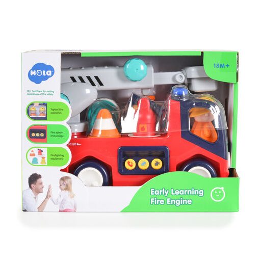 Hola tűzoltó autó hangokkal, fényekkel piros