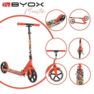   BYOX Monster roller 2 nagy kerekű, acélváz, 100 kg, 84-97cm-ig állítható piros