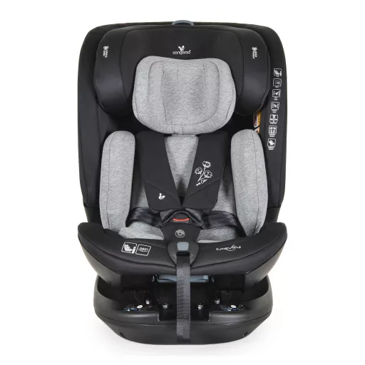 CANGAROO Gravity i-size autós ülés 40-150cm, sps, forgatható talp, pamut huzat szürke