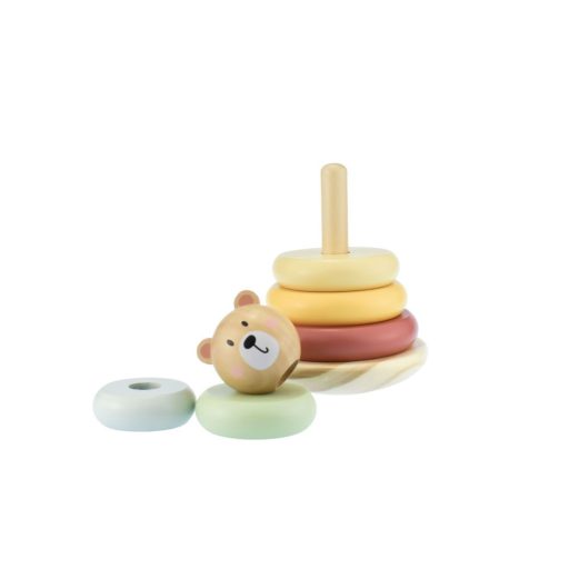 Tooky toy fatorony maci, montessori, karikák pasztel
