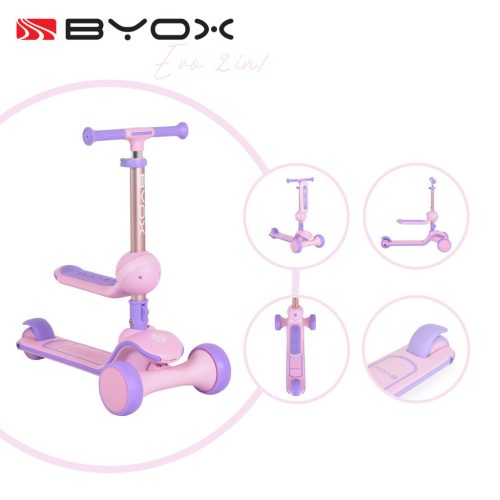MONI Evo scooter, roller ráülős, átalakítható 2in1 pink