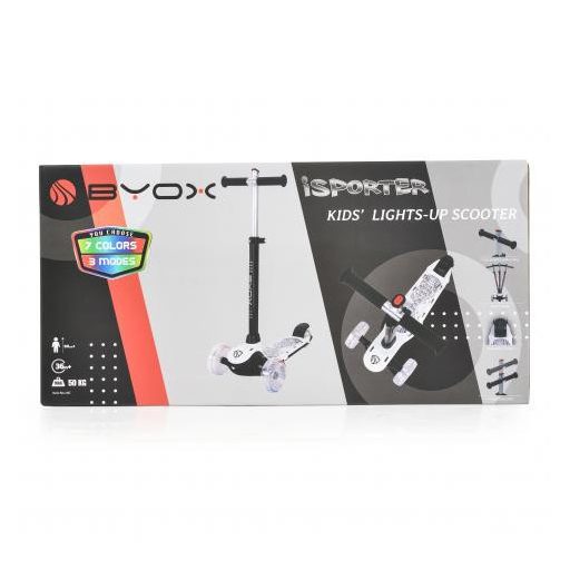 BYOX Isporter roller kamaszoknak villogó ledekkel, 50 kgig fehér/fekete