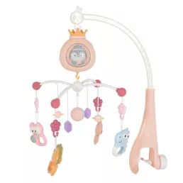   Penguin bed bell zenélő forgó játék kiságyra fehér zajjal pink