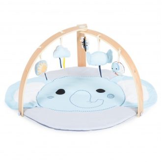   KONIG KIDS Játszószőnyeg plüss, fa játékhíddal, összecsukható kerek vkék elefánt