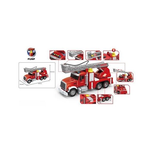 Polesie Fiú játék autó tűzoltó autó hanggal és vízspriccelő funkcióval 36cm piros