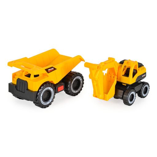 Polesie Fiú játék autó 2 db teherautó homlokrakodóval és dömperrel