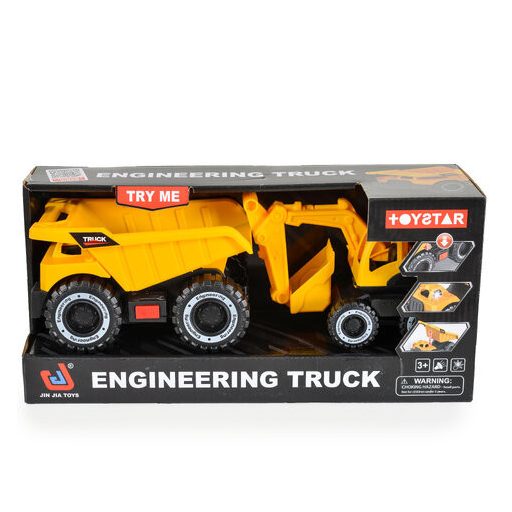 Polesie Fiú játék autó 2 db teherautó homlokrakodóval és dömperrel