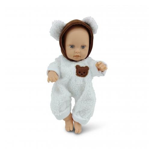 MONI Baba 30cm újszülött maciruhában kismacival szürke