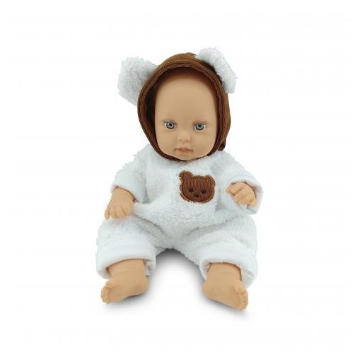 MONI Baba 30cm újszülött maciruhában kismacival szürke