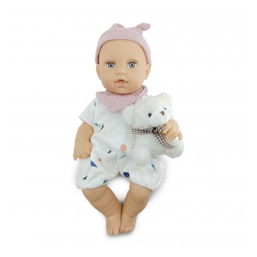 MONI Baba 30cm újszülött maciruhában kismacival bézs