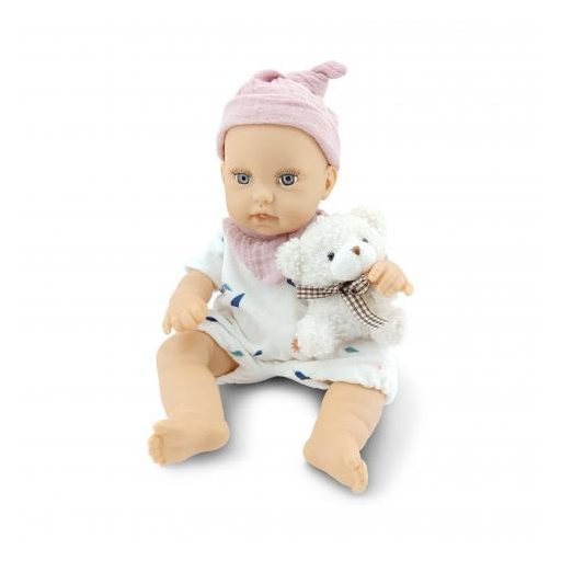 MONI Baba 30cm újszülött maciruhában kismacival bézs