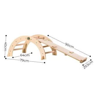   MONI Pikler fa mászóhíd rámpával montessori 79*40cm+92cm rámpa natur