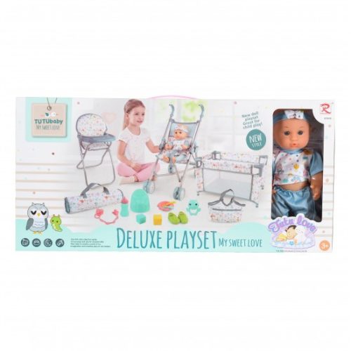 MONI/TUTU Baba játékszett 36 cmes fiú babával delux playset kék