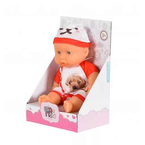 MONI Baba 20cm újszülött kutyus ruha fehér/piros