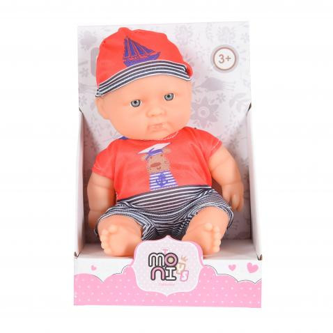 MONI Baba 20cm újszülött tengerész ruha piros/szürke