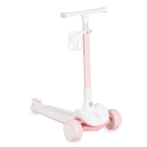 BYOX Aero roller, összecsukható, 50kg-ig, 3 kerekű, váza fehér/rózsaszín