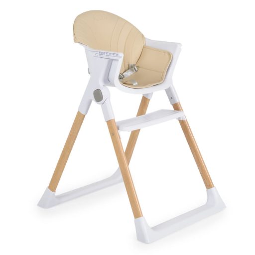 Cangaroo Almond etetőszék bőr ülés fa lábakkal bézs