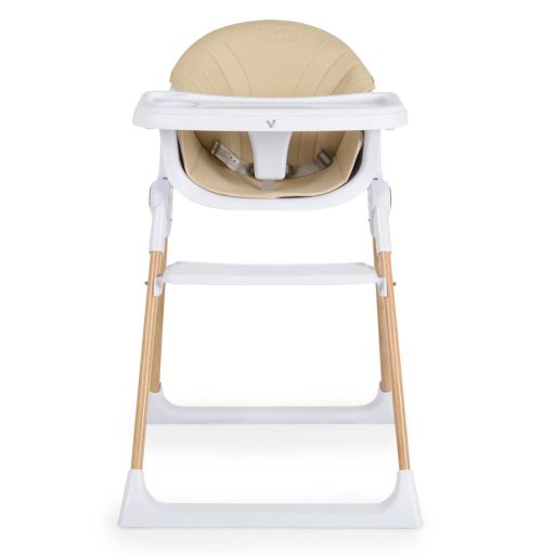 Cangaroo Almond etetőszék bőr ülés fa lábakkal bézs