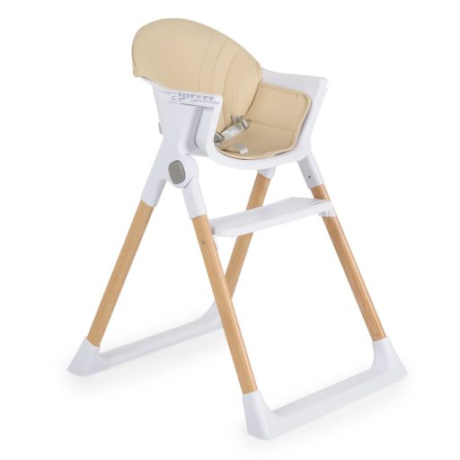 Cangaroo Almond etetőszék bőr ülés fa lábakkal bézs