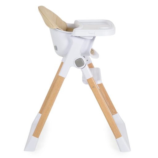 Cangaroo Almond etetőszék bőr ülés fa lábakkal bézs