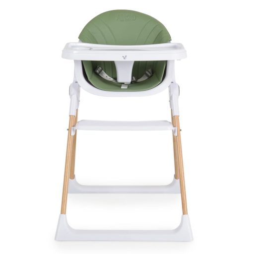 Cangaroo Almond etetőszék bőr ülés fa lábakkal zöld
